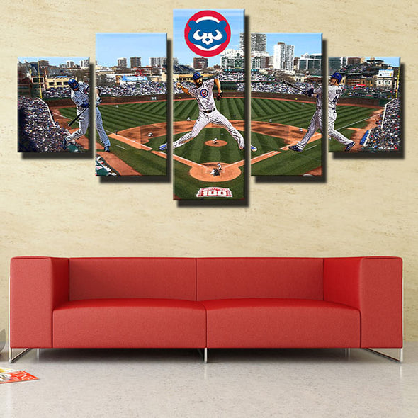 5 panel modern art framed print CCubs MLB home Wrigley Field wall decor-1201 (3)