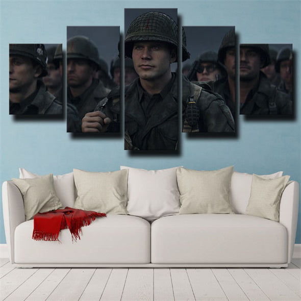 5 panel modern art framed print Call of duty WWII home decor-1203 (2)