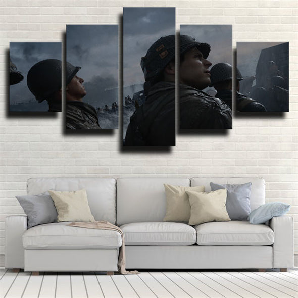 5 panel modern art framed print Call of duty WWII wall picture-1204 (1)