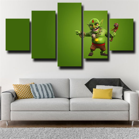 5 panel modern art framed print Clash Royale Goblins wall picture-1518 (1)
