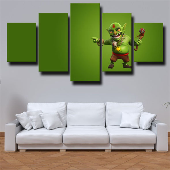 5 panel modern art framed print Clash Royale Goblins wall picture-1518 (2)