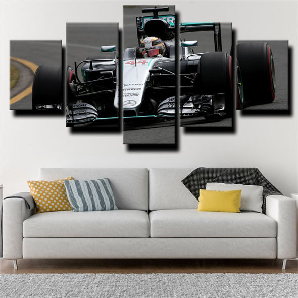 5 panel modern art framed print Formula 1 Car Mercedes AMG wall decor-1200 (2)