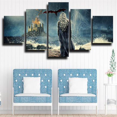 5 panel modern art framed print Game of Thrones Silver Lady wall decor-1607 (1)