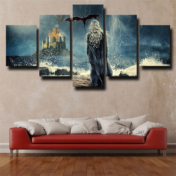 5 panel modern art framed print Game of Thrones Silver Lady wall decor-1607 (3)