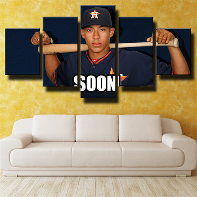5 panel modern art framed print Houston Astros Carlos Correa live room decor-1215 (1)