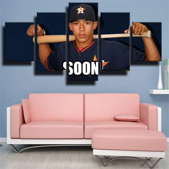 5 panel modern art framed print Houston Astros Carlos Correa live room decor-1215 (3)