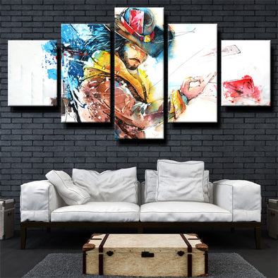 5 panel modern art framed print LOL Twisted Fate live room decor-1200 (1)