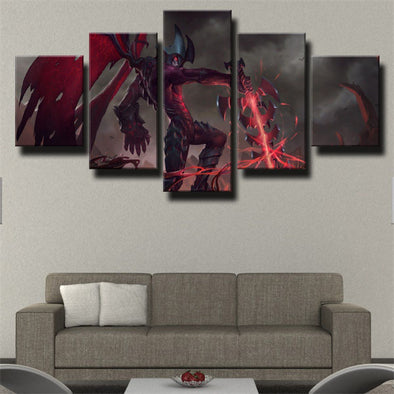 5 panel modern art framed print League Legends Aatrox wall decor-1200 (1)