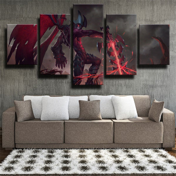 5 panel modern art framed print League Legends Aatrox wall decor-1200 (3)