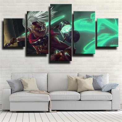 5 panel modern art framed print League Legends Ekko decor picture-1200 (1)
