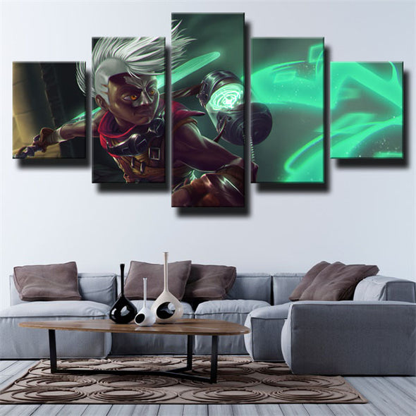 5 panel modern art framed print League Legends Ekko decor picture-1200 (2)