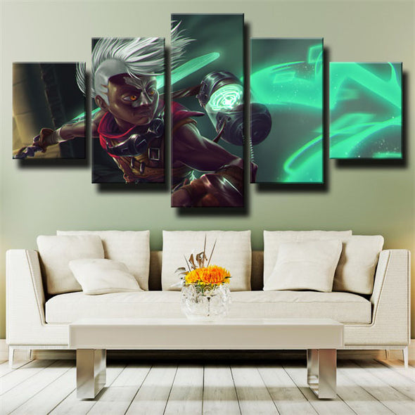 5 panel modern art framed print League Legends Ekko decor picture-1200 (3)