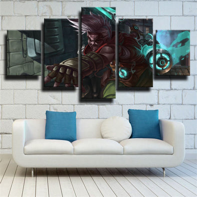 5 panel modern art framed print League Legends Ekko home decor-1200 (1)