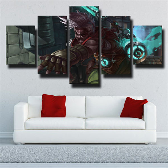 5 panel modern art framed print League Legends Ekko home decor-1200 (3)