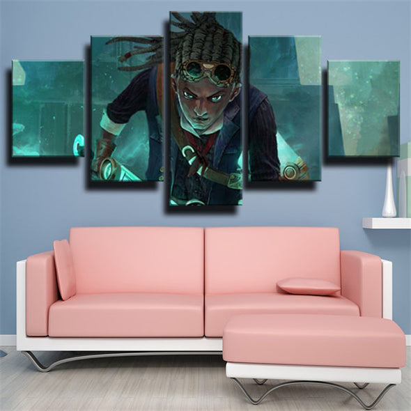 5 panel modern art framed print League Legends Ekko live room decor-1200 (2)