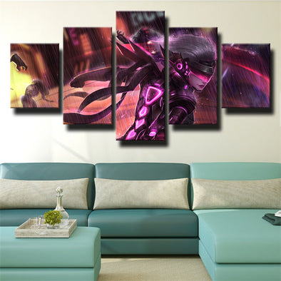 5 panel modern art framed print League Of Legends Fiora decor picture-1200 (1)