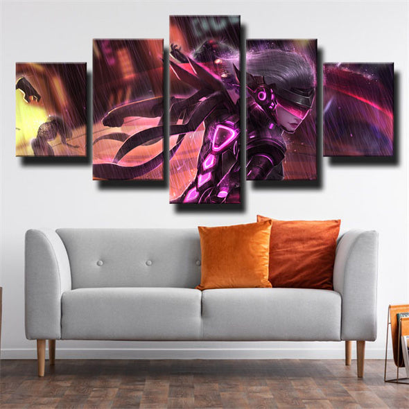 5 panel modern art framed print League Of Legends Fiora decor picture-1200 (2)