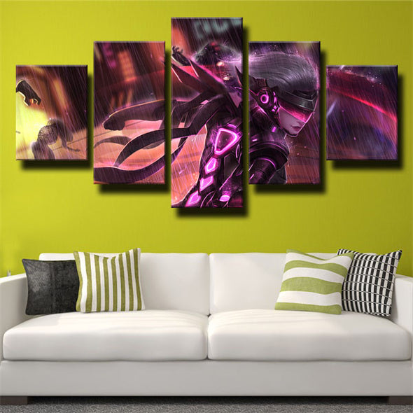 5 panel modern art framed print League Of Legends Fiora decor picture-1200 (3)