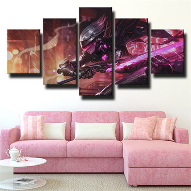 5 panel modern art framed print League Of Legends Fiora home decor-1200 (1)