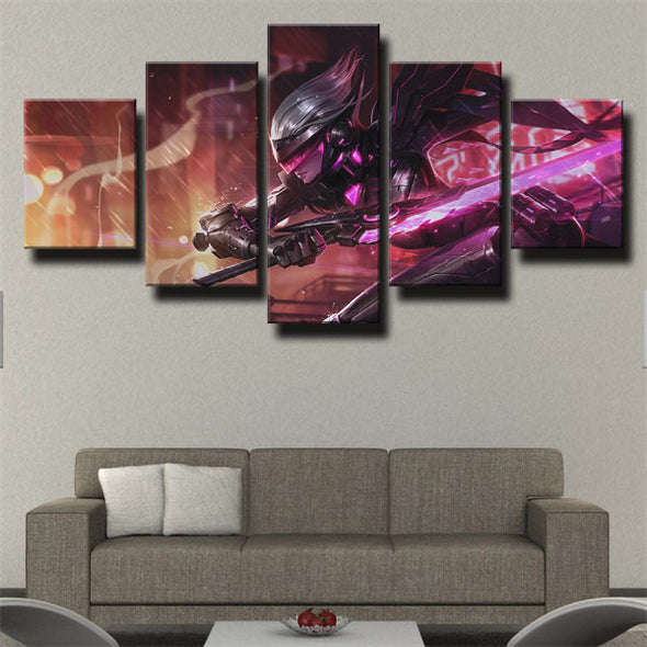 5 panel modern art framed print League Of Legends Fiora home decor-1200 (3)