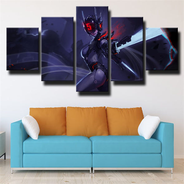 5 panel modern art framed print League Of Legends Fiora wall picture-1200 (1)