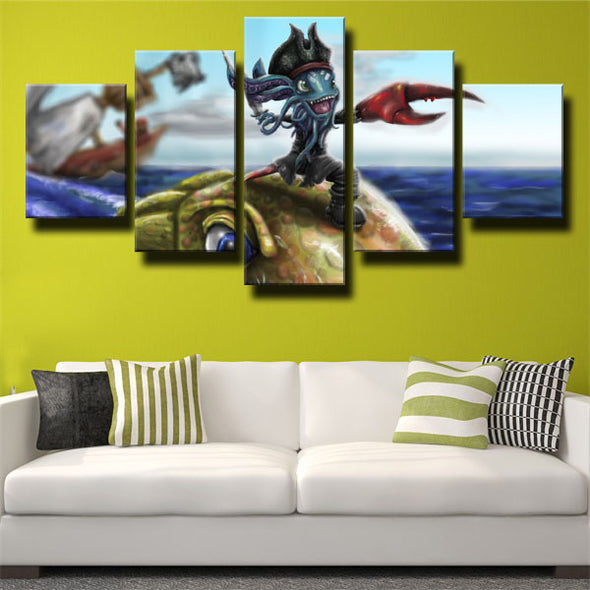 5 panel modern art framed print League Of Legends Fizz wall decor-1200 (3)