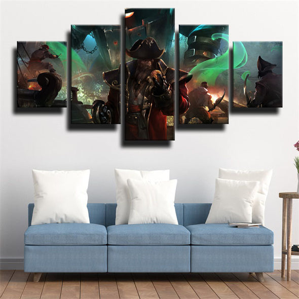 5 panel modern art framed print League Of Legends Gangplank picture-1200 (3)