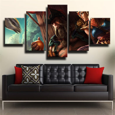 5 panel modern art framed print League Of Legends Gangplank wall decor-1200 (1)