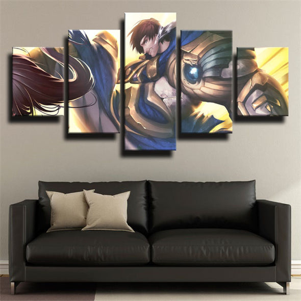 5 panel modern art framed print League Of Legends Garen home decor-1200 (1)