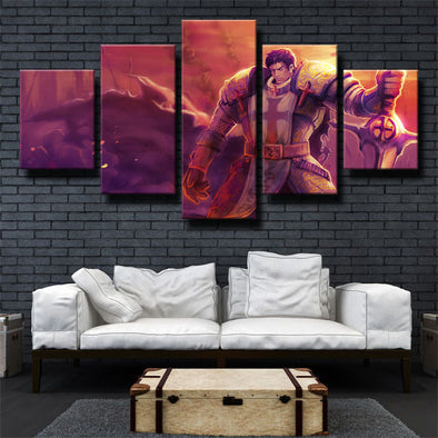 5 panel modern art framed print League Of Legends Garen wall decor-1200 (1)
