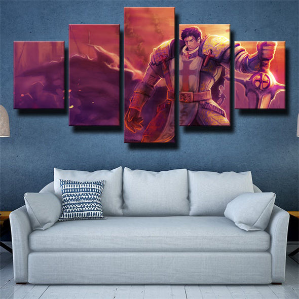 5 panel modern art framed print League Of Legends Garen wall decor-1200 (3)