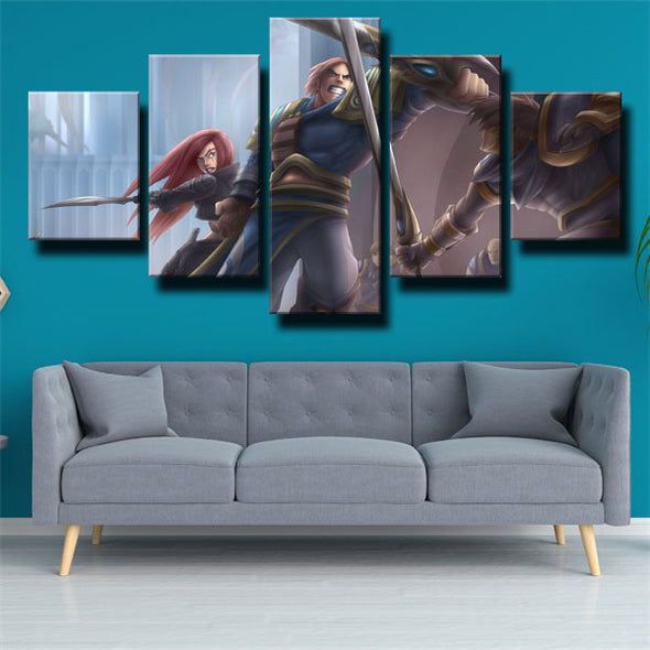 5 panel modern art framed print League Of Legends Garen wall picture-1200 (3)