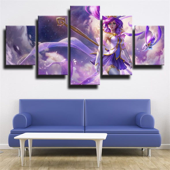 5 panel modern art framed print League Of Legends Janna home decor-1200 (2)