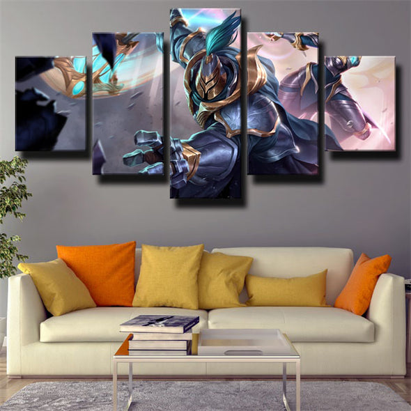 5 panel modern art framed print League Of Legends Jax wall decor-1200 (1)
