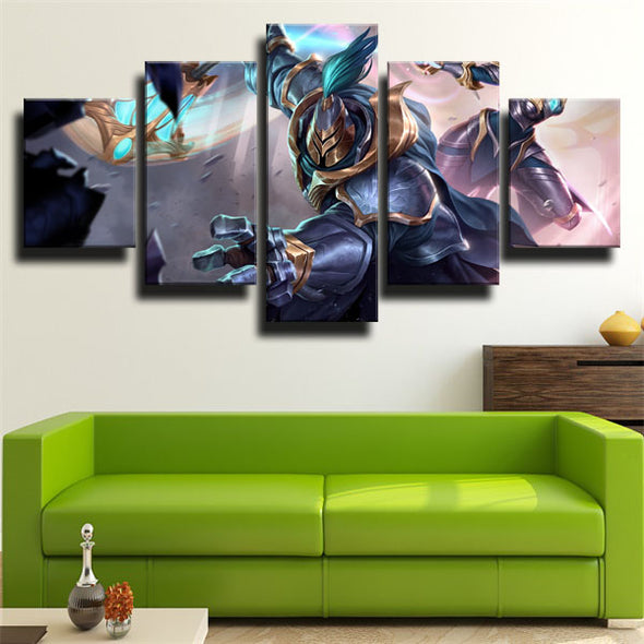 5 panel modern art framed print League Of Legends Jax wall decor-1200 (3)