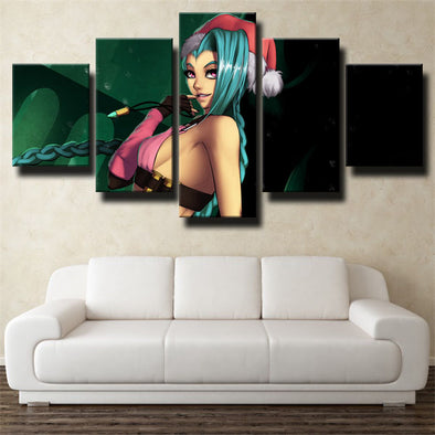 5 panel modern art framed print League Of Legends Jinx wall picture-1200 (1)