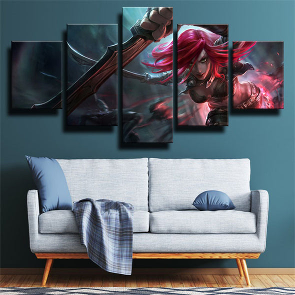 5 panel modern art framed print League Of Legends Katarina live  decor-1200 (3)