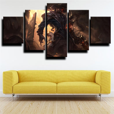 5 panel modern art framed print League Of Legends Lucian wall decor-1200 (1)