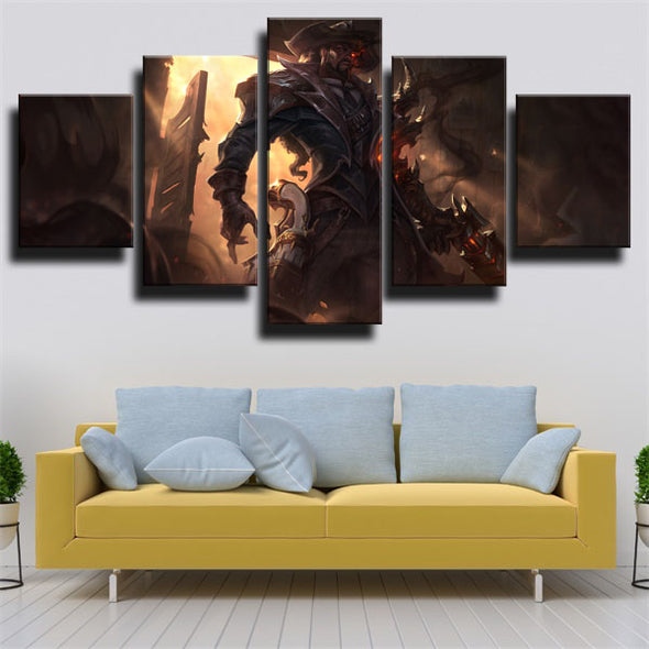 5 panel modern art framed print League Of Legends Lucian wall decor-1200 (3)