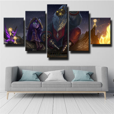 5 panel modern art framed print League Of Legends Lulu home decor-1200 (1)