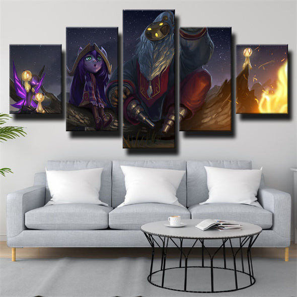 5 panel modern art framed print League Of Legends Lulu home decor-1200 (2)