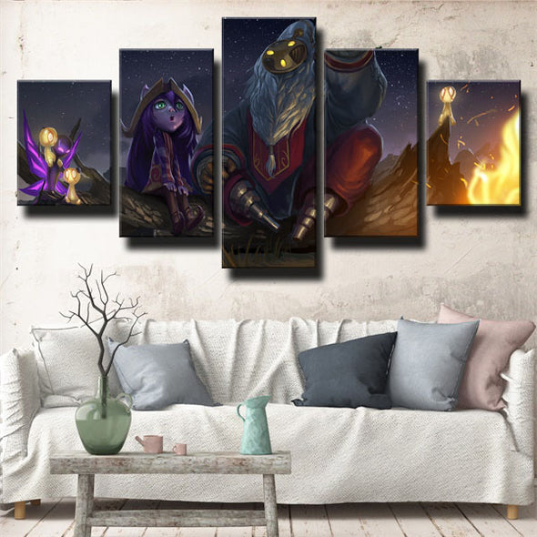 5 panel modern art framed print League Of Legends Lulu home decor-1200 (3)