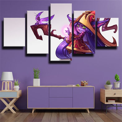 5 panel modern art framed print League Of Legends Lulu wall decor-1200 (1)