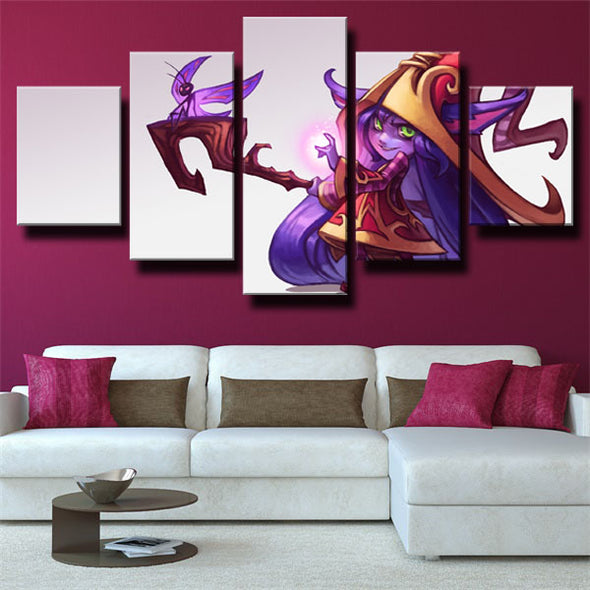 5 panel modern art framed print League Of Legends Lulu wall decor-1200 (3)
