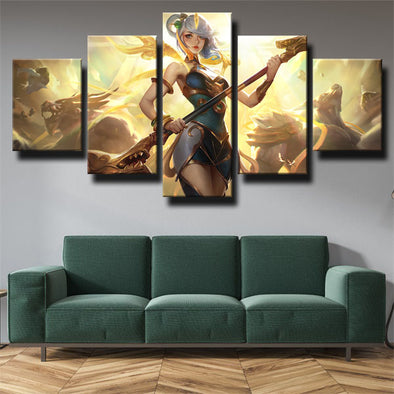 5 panel modern art framed print League Of Legends Lux decor picture-1200 (1)