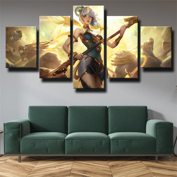 5 panel modern art framed print League Of Legends Lux decor picture-1200 (1)