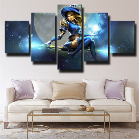 5 panel modern art framed print League Of Legends Lux home decor-1200 (1)