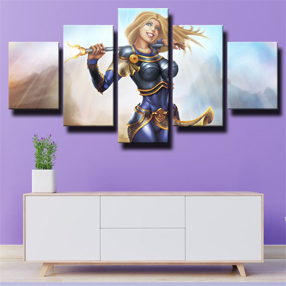 5 panel modern art framed print League Of Legends Lux wall decor-1200 (1)