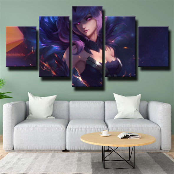 5 panel modern art framed print League Of Legends Lux wall picture-1200 (2)