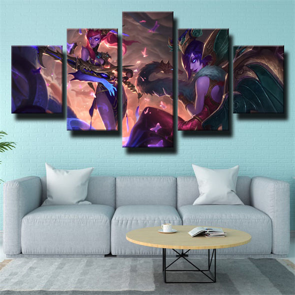 5 panel modern art framed print League Of Legends Morgana home decor-1200 (2)
